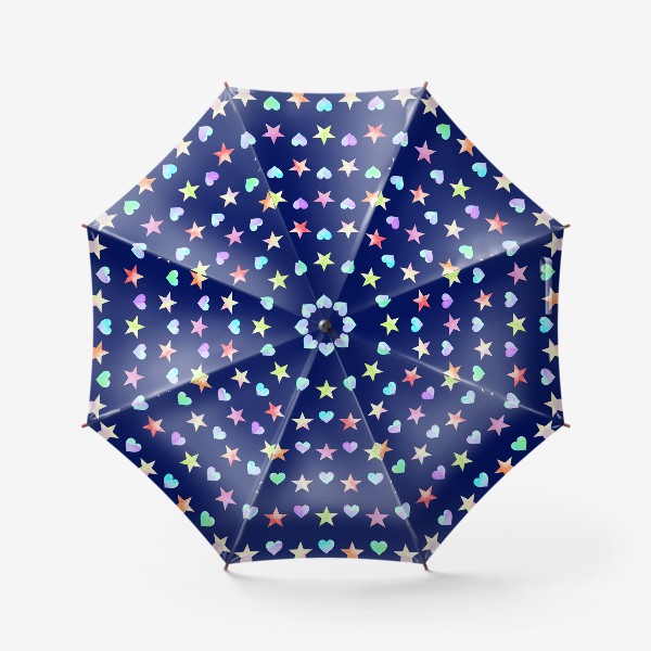Зонт «Праздничный паттерн из звезд и сердец»