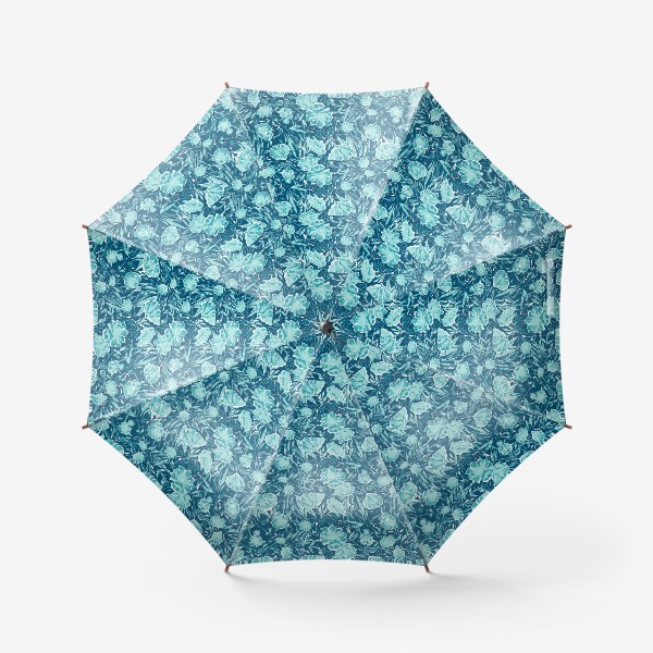 Зонт «Flowers Бирюзовые цветы паттерн»