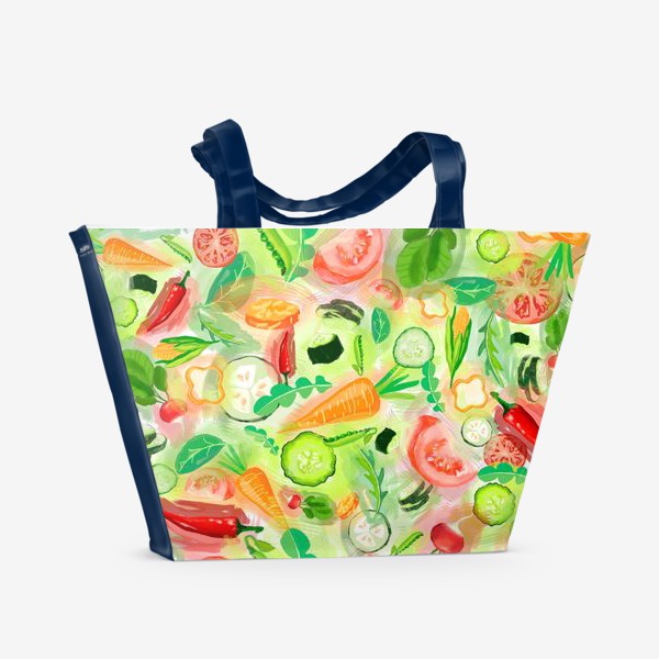 Пляжная сумка &laquo;Овощи витамины vegetables огурец помидор перец зелень&raquo;