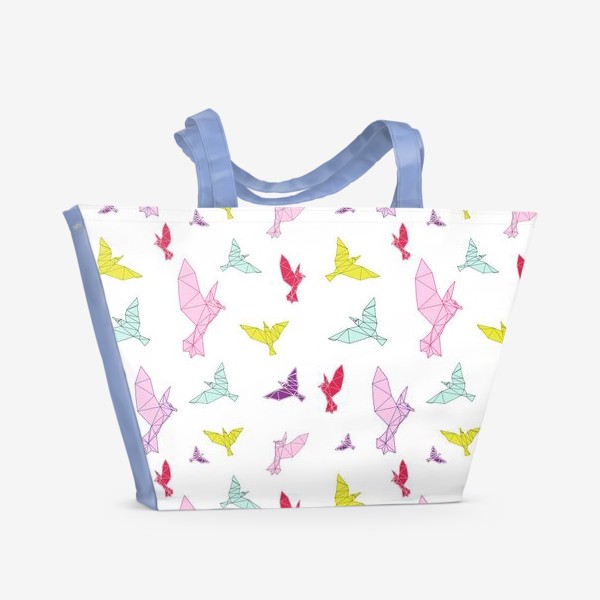 Пляжная сумка «Птицы геометрия ярко »