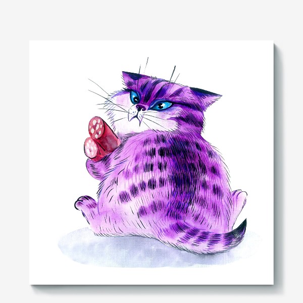 Холст «Толстый фиолетовый кот»