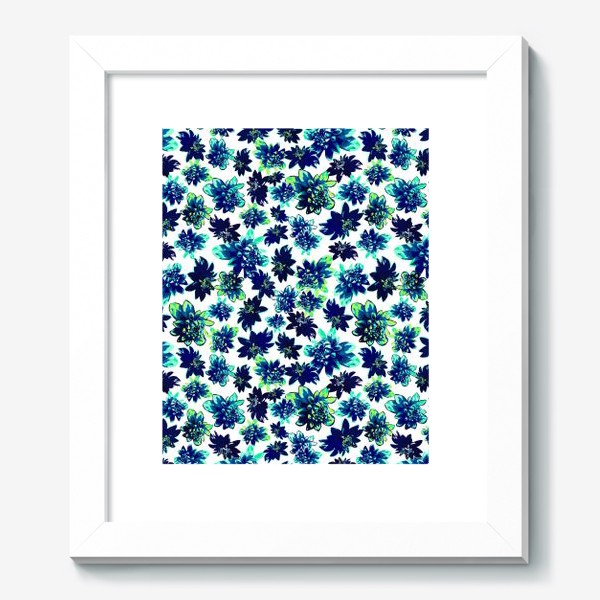 Картина «Flowers Цветы паттерн синий зеленый бирюза »