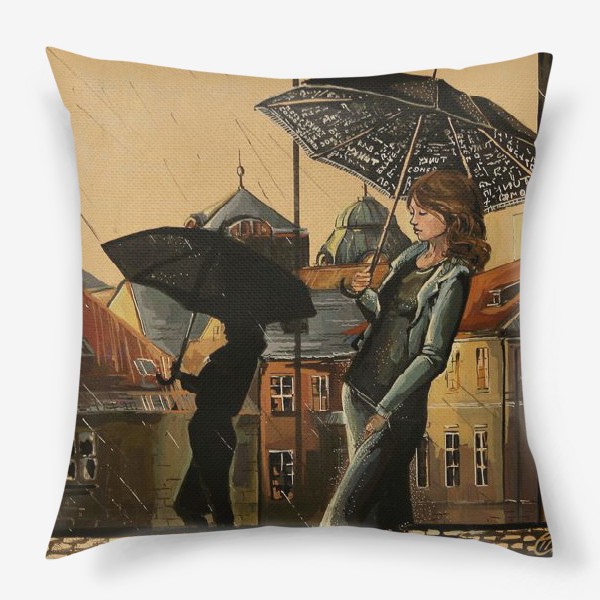 Подушка «Девушка под дождем»