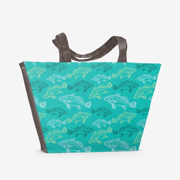 Пляжная сумка «Морские рыбы в бирюзе»