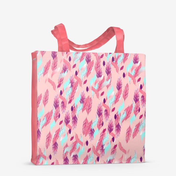 Сумка-шоппер «Pink feathers Перья розовый фиолетовый сиреневый нежный»