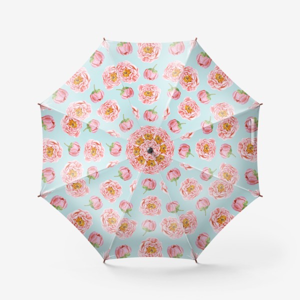Зонт &laquo;Узор с розовыми пионами&raquo;