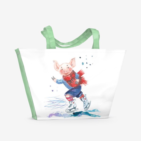 Пляжная сумка «Поросёнок на коньках»