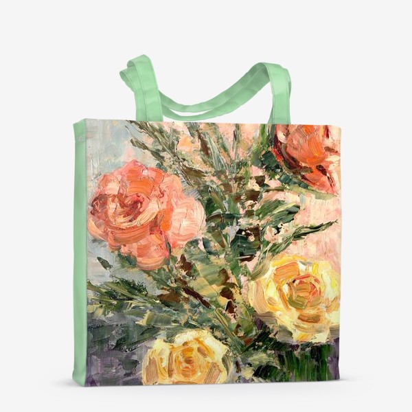 Сумка-шоппер «Розы в стиле импрессионистов, масло, холст»