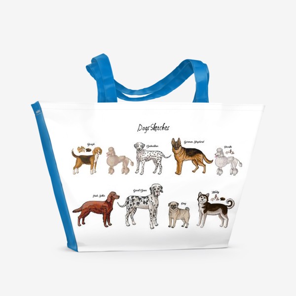 Пляжная сумка &laquo;Собаки разных пород. Наши лучшие друзья.&raquo;
