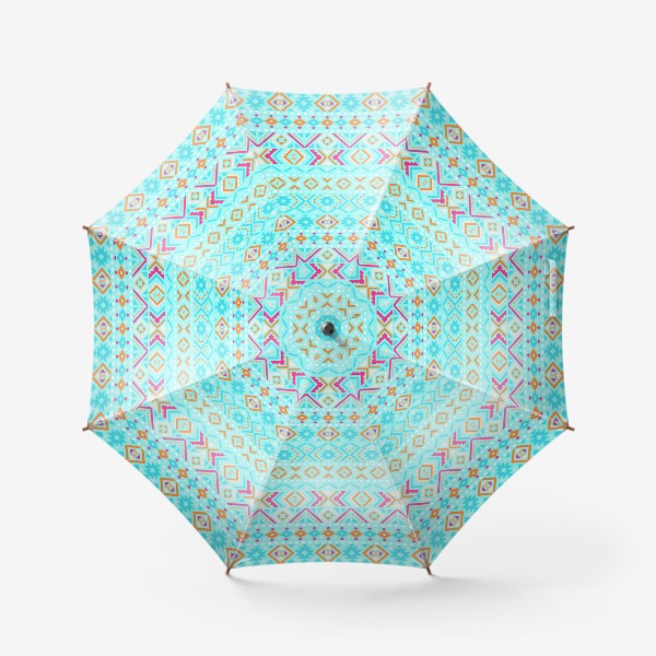 Зонт «Этнический орнамент на бирюзовом фоне. »