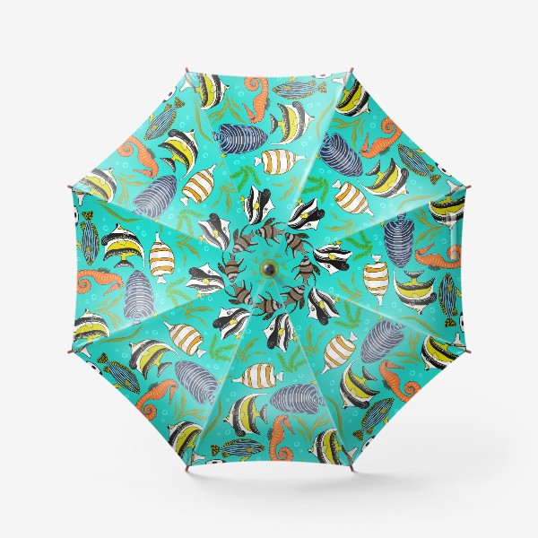 Зонт «Разноцветные рыбки в бирюзовом море»