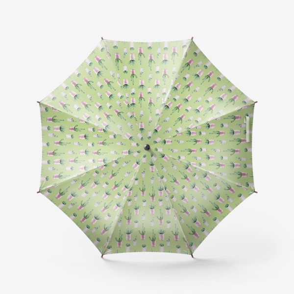 Зонт &laquo;Кактусы в горшках на зеленом&raquo;