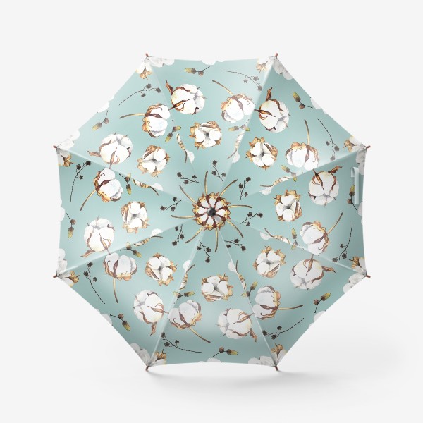 Зонт «Нежный акварельный паттерн с цветами хлопка»
