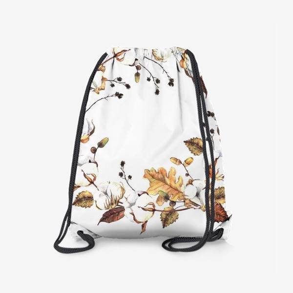 Рюкзак «Нежный акварельный венок с цветами хлопка»