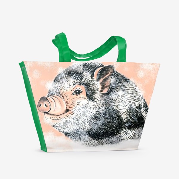 Пляжная сумка «Поросенок Хрюша Свинья Новый год 2019»