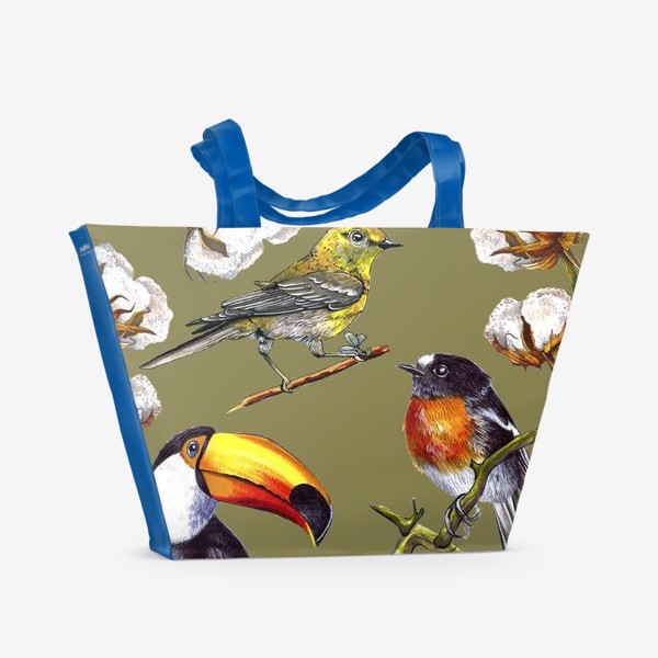 Пляжная сумка «Винтажные птицы»