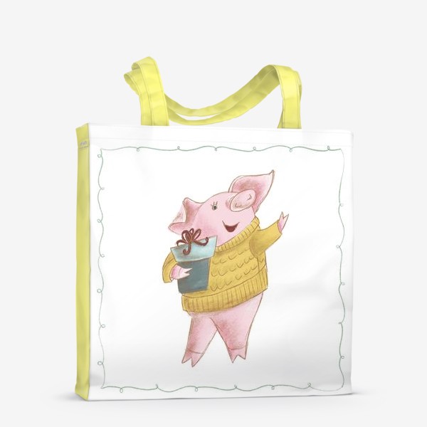 Сумка-шоппер «Свинка с подарком»