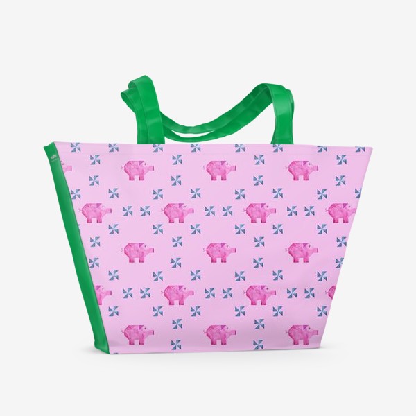 Пляжная сумка «свинка хрю узор 2 розовый»