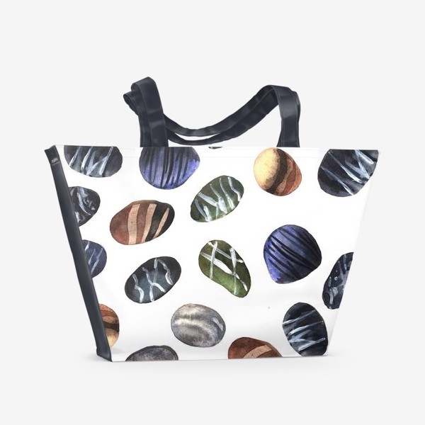 Пляжная сумка «Акварельный паттерн с цветными камушками»