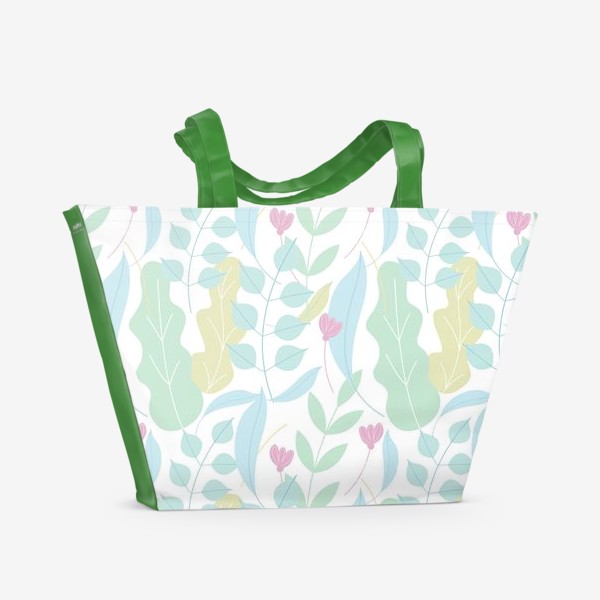 Пляжная сумка «Цветы и листья. Бесшовный паттерн.»