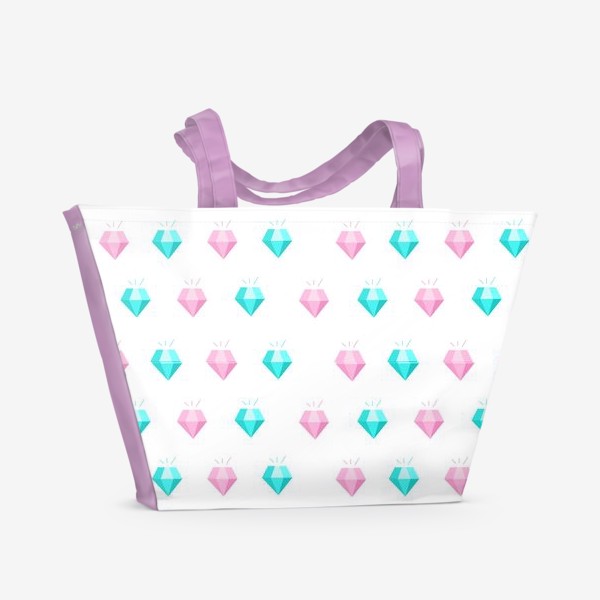 Пляжная сумка «Розовые и голубые бриллианты. Бесшовный узор»
