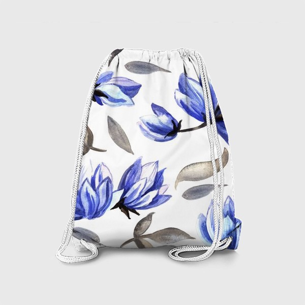 Рюкзак «Акварельный паттерн с голубыми цветами»