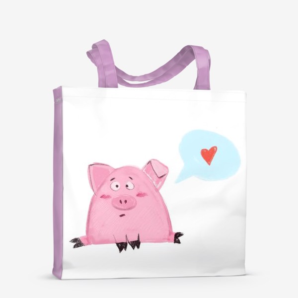 Сумка-шоппер «Свинка думает о любви»