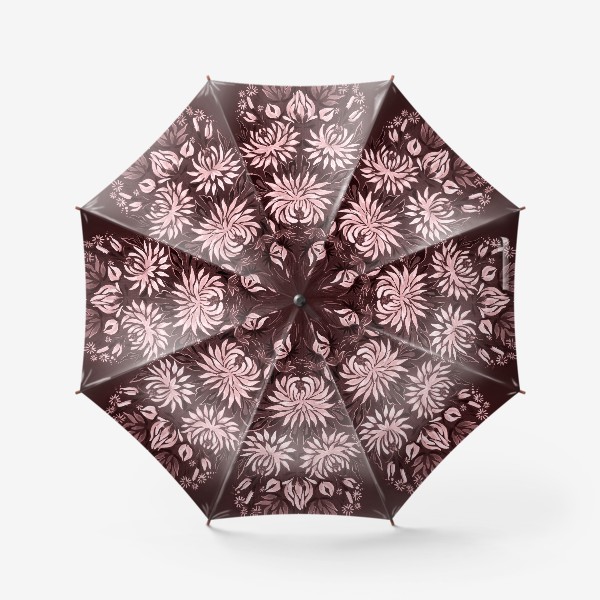 Зонт «Белые хризантемы на коричневом фоне»
