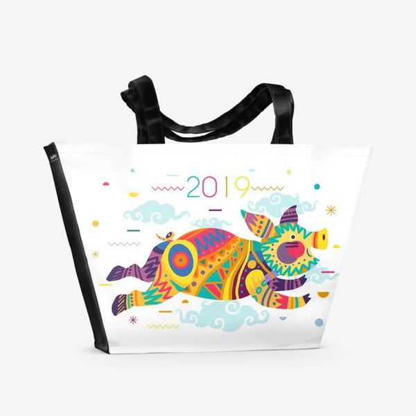 Пляжная сумка «Счастливый 2019 Новый год хрюши»