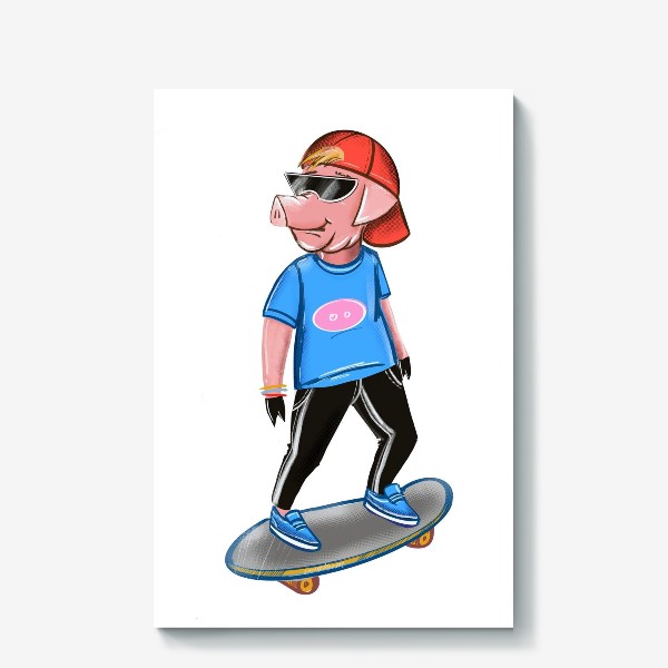 Холст «свино скейтер»