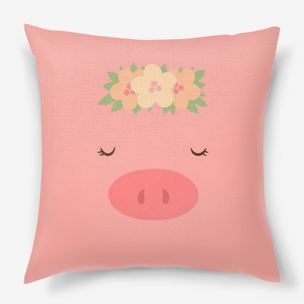 Подушка «Свинка в цветочном венке»