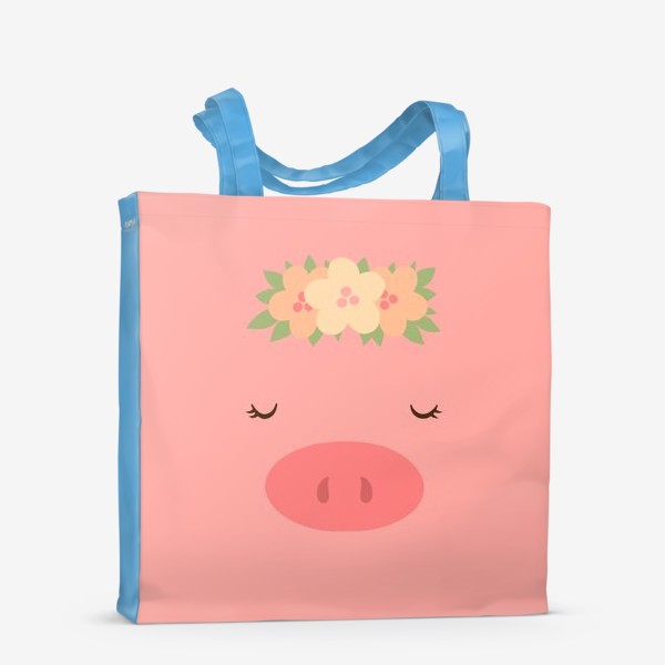 Сумка-шоппер «Свинка в цветочном венке»