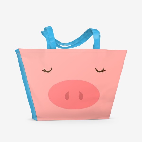 Пляжная сумка «Свинка в цветочном венке»