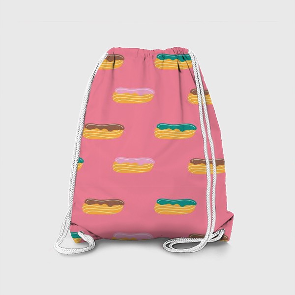 Рюкзак «Нежные эклеры с цветной глазурью на розовом фоне»