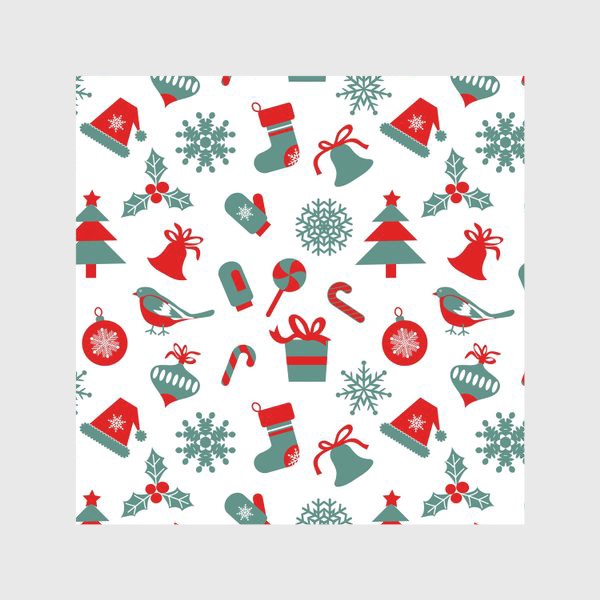 Скатерть «Зимный снежный узор со снежинками и яркими новогодними подарками»