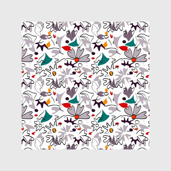Шторы &laquo;Абстрактный геометрический разноцветный узор с пастельными лепестками, цветами и формами&raquo;