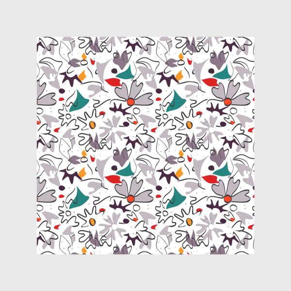 Скатерть &laquo;Абстрактный геометрический разноцветный узор с пастельными лепестками, цветами и формами&raquo;
