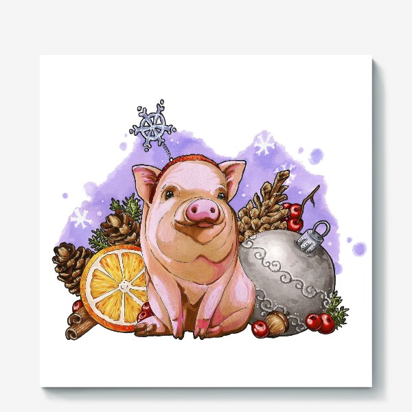 Холст «Праздничная свинка»