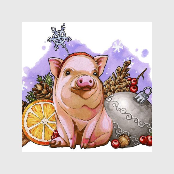 Шторы «Праздничная свинка»