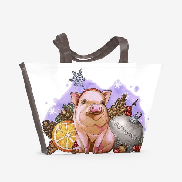 Пляжная сумка «Праздничная свинка»