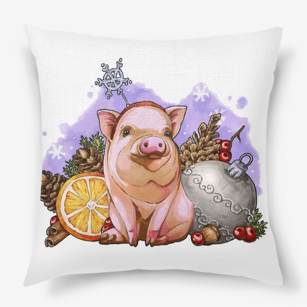 Подушка «Праздничная свинка»