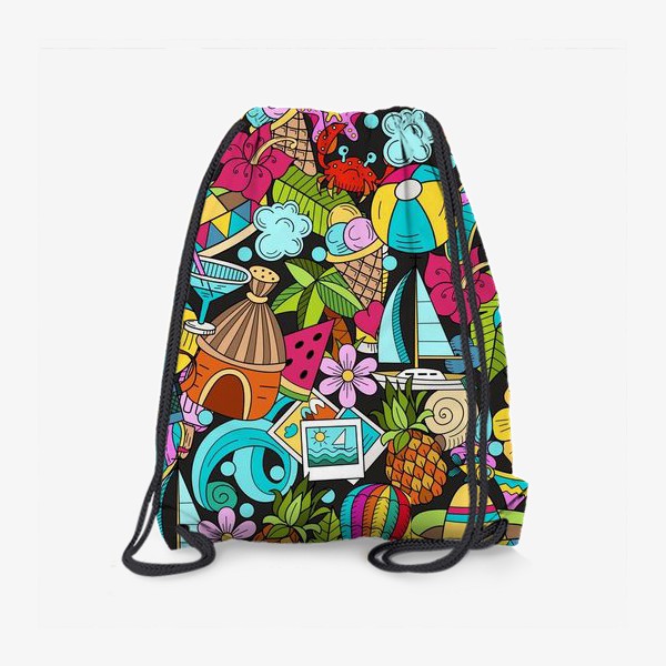 Рюкзак «Тропический фон. Летний отдых, тропические фрукты, волны, фрукты, мороженое, пляжный отдых»