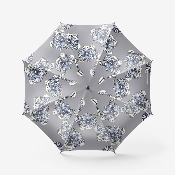 Зонт &laquo;Цветок фантазия паттерн голубой&raquo;