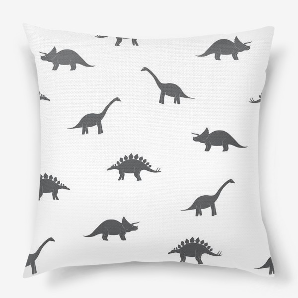 Подушка «Чёрно-белый паттерн с динозаврами»