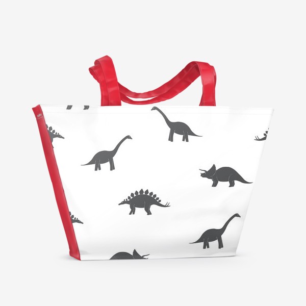 Пляжная сумка &laquo;Чёрно-белый паттерн с динозаврами&raquo;