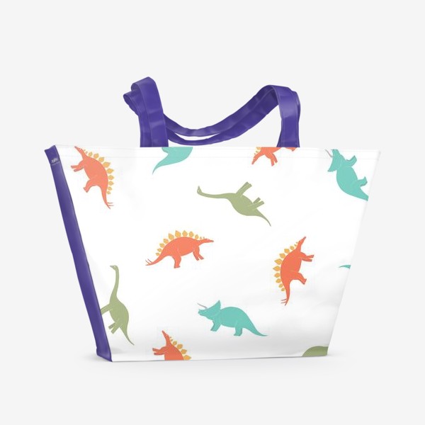 Пляжная сумка &laquo;Цветной паттерн с динозаврами&raquo;
