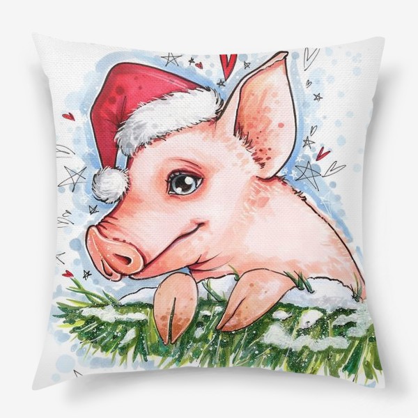 Подушка «Новый год. Свинка, елочка, снежок»