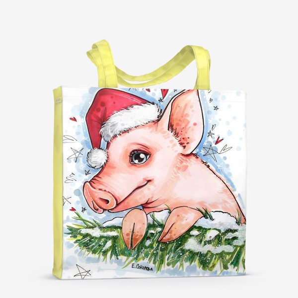 Сумка-шоппер «Новый год. Свинка, елочка, снежок»