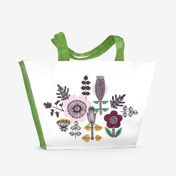 Пляжная сумка &laquo;Цветы в скандинавском стиле&raquo;
