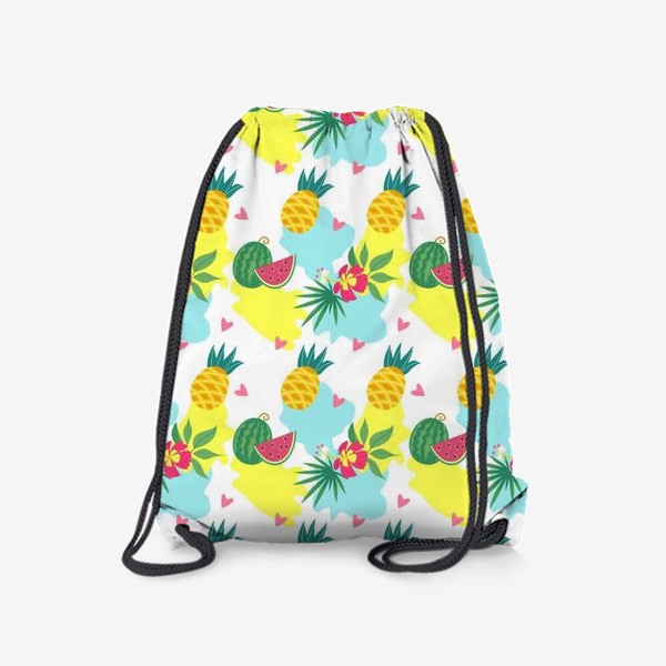 Рюкзак «Тропический фон, цветы и фрукты. Бесшовный паттерн»